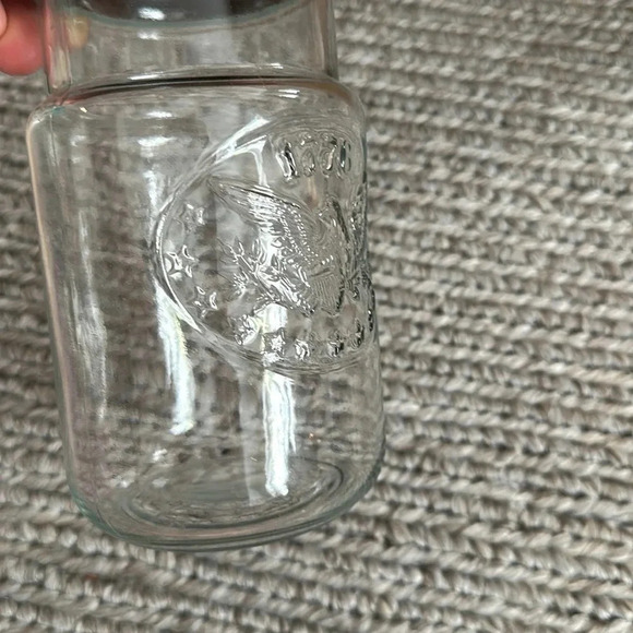 Vtg Anchor Hocking Eagle 1776 Clear Glass Jar Brown Lid 8” - Picture 3 of 8